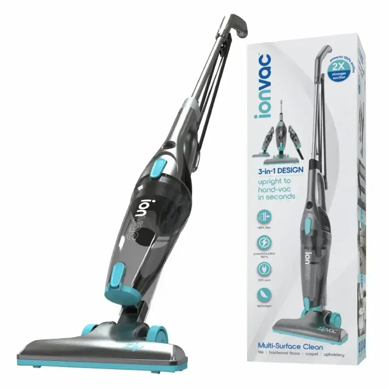 Ionvac ZipVac, 3-in-1 Corded Upright/Handheld Floor and Carpet Hand Vacuum Cleaner, New - 3