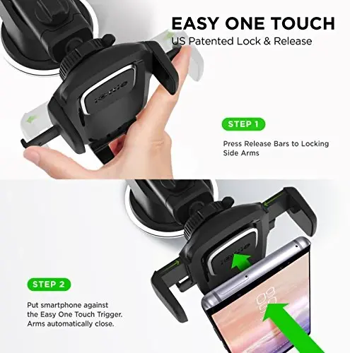 iOttie Easy One Touch Classic Dash & Windshield Universal Car Mount Phone Holder Desk Stand for -iPhone, Samsung, Moto, Huawei, Nokia, LG, Smartphones, Black - IOTTIE (1)