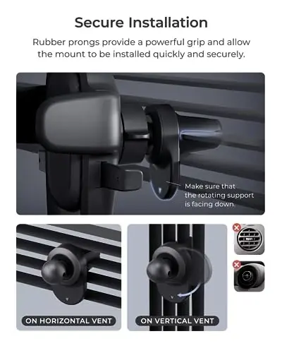 iOttie Easy One Touch Advanced Air Vent Car Phone Mount - Universal Cell Phone Holder for iPhone, Google, Samsung, Moto, Huawei, Nokia, LG, and All Other Smartphones - 3