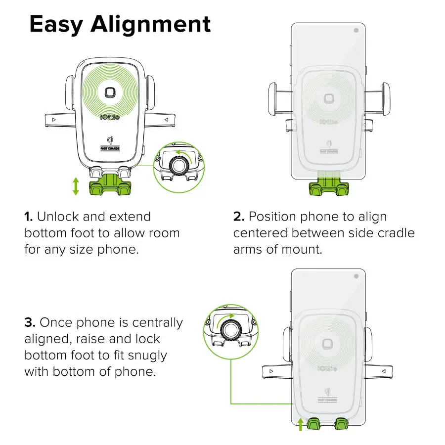 iOttie Easy One Touch Simsiz Qi Sertifikatlangan Tez Zaryadlash, Qurilma Panele va Oldingi Shisha Mashina Ulagichi va Tutqich - 8