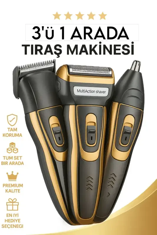 Ip-2020 3 Başlıklı Tıraş Makinası Profesyonellerin Tercihi Tüm Set - IPONE