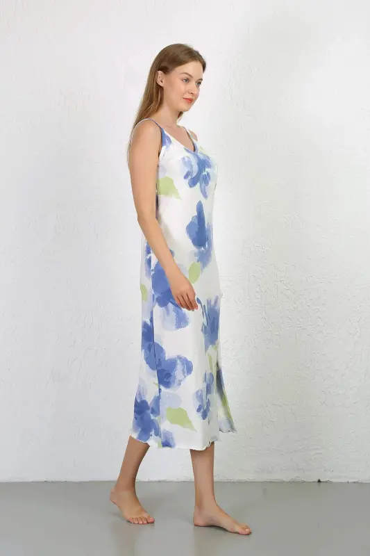 İp Askılı Uzun Yırtmaçlı Penye Gecelik 90128 - 5