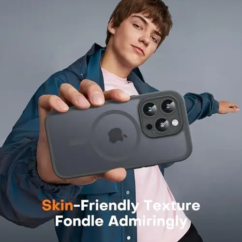 TOCOL Magnetic for iPhone 15 Pro Case, Upgraded Full Camera Protection, Compatible with Magsafe, Drop Protection, Translucent Matte Back Bumper Phone Cover 6.1-Inch (Gray) - 7