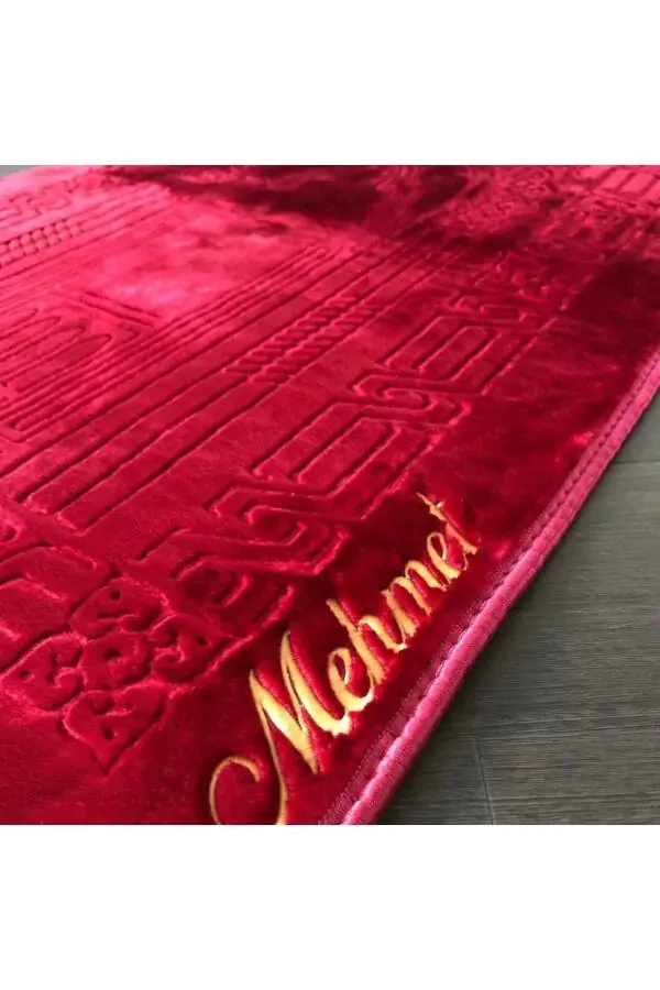 Ipekçe Home Luxury Gift Velvet Groom Bride Engagement Bundle Personalized Prayer Rug with Name - 4