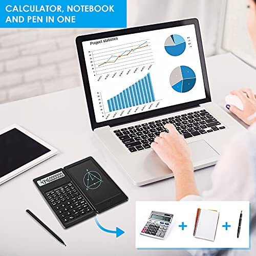 IPepul Scientific Calculators for Students, 10-Digit Large Screen, Math Calculator with Notepad, Classroom Must Haves for Middle High School Supplies & College (Black) - 2