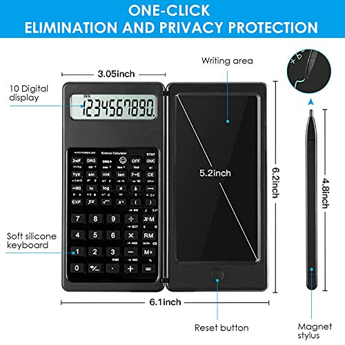 IPepul Scientific Calculators for Students, 10-Digit Large Screen, Math Calculator with Notepad, Classroom Must Haves for Middle High School Supplies & College (Black) - 3