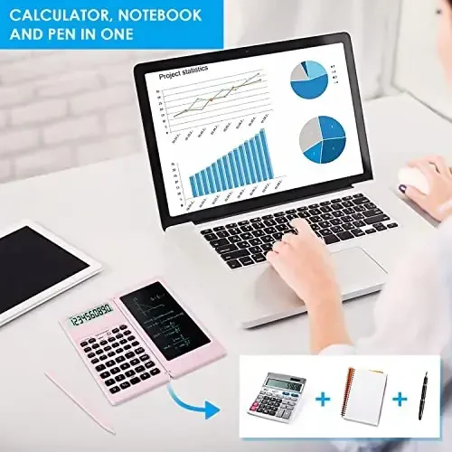 IPepul Scientific Calculators for Students, 10-Digit Large Screen, Math Calculator with Notepad, Classroom Must Haves for Middle High School Supplies & College （Pink - 2