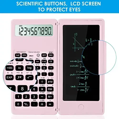 IPepul Scientific Calculators for Students, 10-Digit Large Screen, Math Calculator with Notepad, Classroom Must Haves for Middle High School Supplies & College （Pink - 4