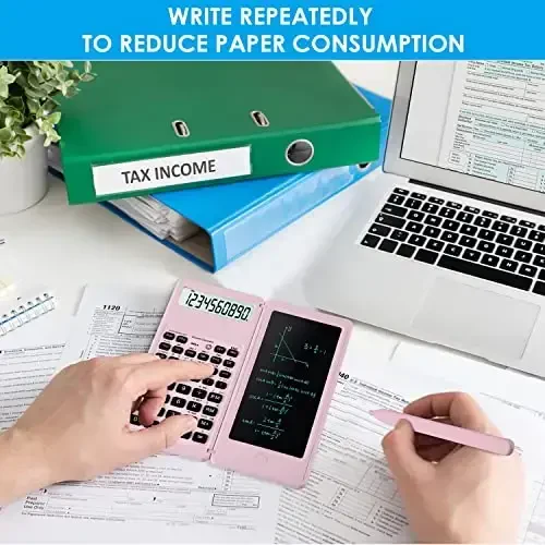 IPepul Scientific Calculators for Students, 10-Digit Large Screen, Math Calculator with Notepad, Classroom Must Haves for Middle High School Supplies & College （Pink - 7