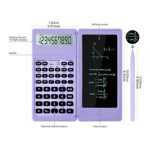 IPepul Scientific Calculators for Students, 10-Digit Large Screen, Math Calculator with Notepad, Classroom Must Haves for Middle High School Supplies & College(Purple) - 3