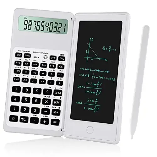 IPepul Scientific Calculators for Students, White Math Calculator with Notepad,10-Digit Large Screen, Classroom Must Haves for Middle High School Supplies & College (White) 