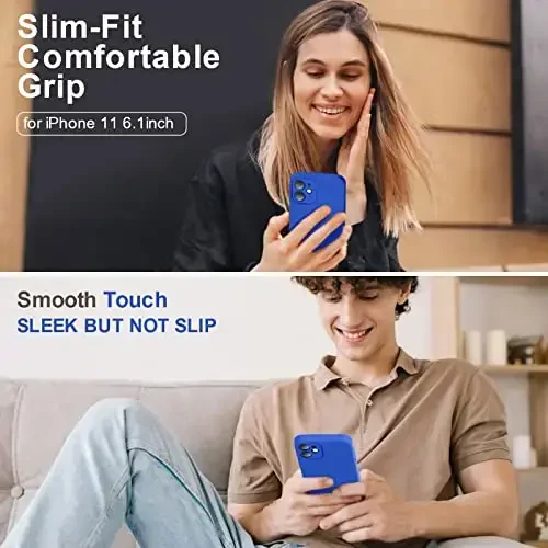 Vooii Compatible with iPhone 11 Case 6.1 inch, Soft Liquid Silicone with [Anti-Scratch Microfiber Lining] [Flat Edge] [Camera Protection] Shockproof Phone Case for iPhone 11 - Klein Blue - 2