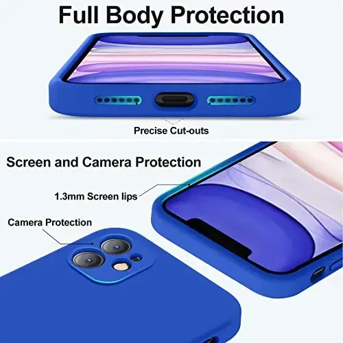 Vooii Compatible with iPhone 11 Case 6.1 inch, Soft Liquid Silicone with [Anti-Scratch Microfiber Lining] [Flat Edge] [Camera Protection] Shockproof Phone Case for iPhone 11 - Klein Blue - 4