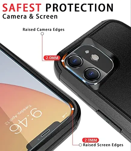 Diverbox for iPhone 11 Case [Shockproof] [Dropproof] [Tempered Glass Screen Protector],Heavy Duty Protection Phone Case Cover for Apple iPhone 11 (Black-3in1) - 3