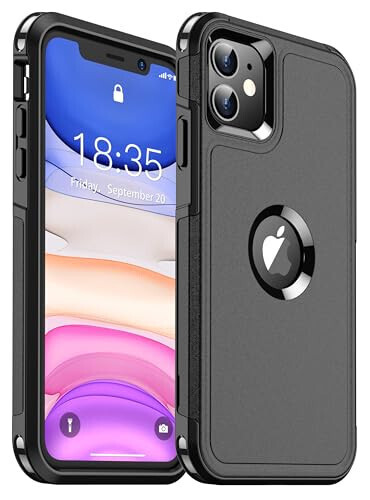 SUPFINE for iPhone 11 Case, [10 FT Military Dropproof] [Dual Layer Structure Protection] Non-Slip Heavy Duty Shockproof Phone Case,Black - 3