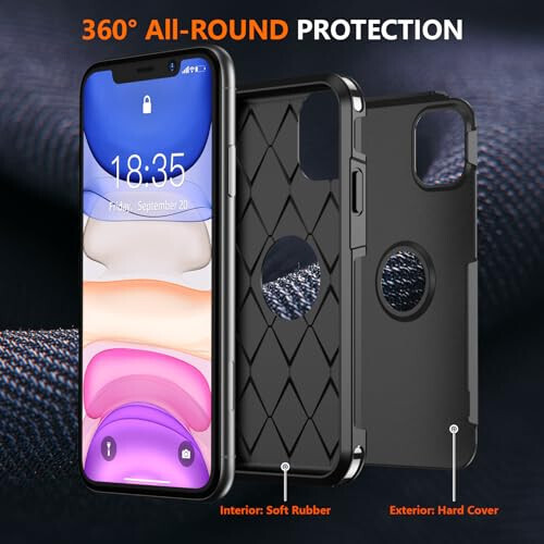 SUPFINE for iPhone 11 Case, [10 FT Military Dropproof] [Dual Layer Structure Protection] Non-Slip Heavy Duty Shockproof Phone Case,Black - 4