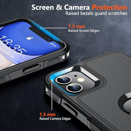 SUPFINE for iPhone 11 Case, [10 FT Military Dropproof] [Dual Layer Structure Protection] Non-Slip Heavy Duty Shockproof Phone Case,Black - 5