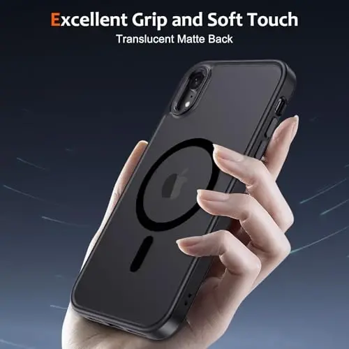 Anuck Case for iPhone XR Case Magnetic Phone Case Compatible with MagSafe, Soft TPU Bumper Hard Translucent Matte Back Slim Fit Shockproof Protective Case Cover for Men Women Girls - Black - 5