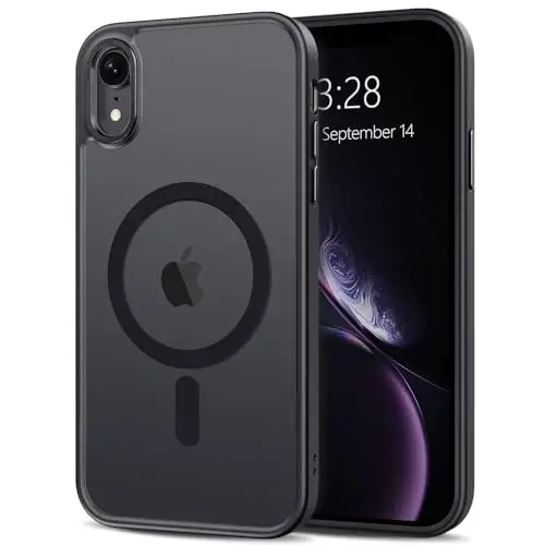 Anuck Case for iPhone XR Case Magnetic Phone Case Compatible with MagSafe, Soft TPU Bumper Hard Translucent Matte Back Slim Fit Shockproof Protective Case Cover for Men Women Girls - Black 