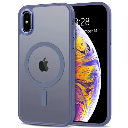 Anuck Case for iPhone Xs Max Case Magnetic Phone Case Compatible with MagSafe, Soft TPU Bumper Hard Translucent Matte Back Slim Fit Shockproof Protective Cover for Men Women Girls - Blue - 1