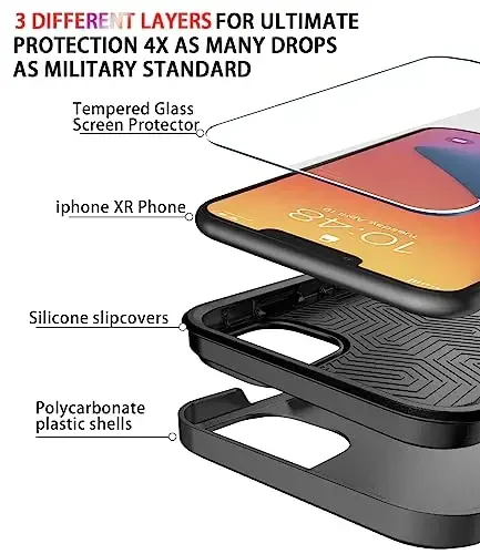 Diverbox for iPhone 11 Case [Shockproof] [Dropproof] [Tempered Glass Screen Protector],Heavy Duty Protection Phone Case Cover for Apple iPhone 11 (Black-2in1) - 4