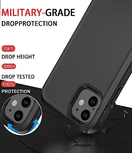 Diverbox for iPhone 11 Case [Shockproof] [Dropproof] [Tempered Glass Screen Protector],Heavy Duty Protection Phone Case Cover for Apple iPhone 11 (Black-2in1) - 2