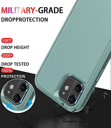 Diverbox for iPhone 11 Case [Shockproof] [Dropproof] [Tempered Glass Screen Protector],Heavy Duty Protection Phone Case Cover for Apple iPhone 11 (Pine Green-3in1) - 2