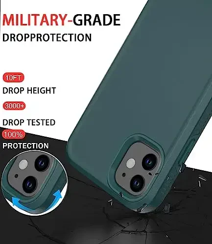 Diverbox for iPhone 11 Case [Shockproof] [Dropproof] [Tempered Glass Screen Protector],Heavy Duty Protection Phone Case Cover for Apple iPhone 11 (Dark Green-2in1) - DIVERBOX (1)