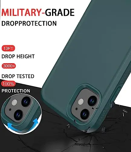 Diverbox for iPhone 11 Case [Shockproof] [Dropproof] [Tempered Glass Screen Protector],Heavy Duty Protection Phone Case Cover for Apple iPhone 11 (Dark Green-2in1) - 2