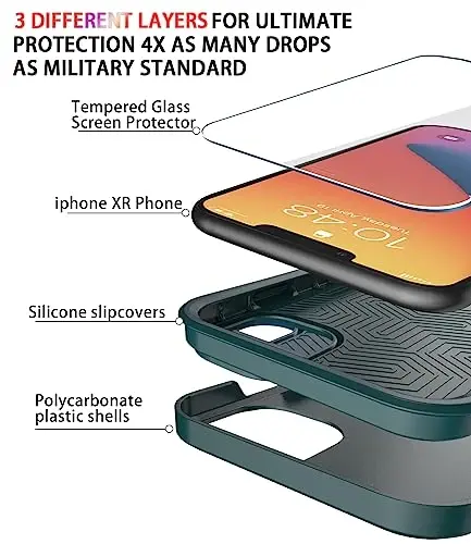 Diverbox for iPhone 11 Case [Shockproof] [Dropproof] [Tempered Glass Screen Protector],Heavy Duty Protection Phone Case Cover for Apple iPhone 11 (Dark Green-2in1) - 4