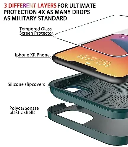 Diverbox for iPhone 11 Case [Shockproof] [Dropproof] [Tempered Glass Screen Protector],Heavy Duty Protection Phone Case Cover for Apple iPhone 11 (Dark Green-2in1) - 4