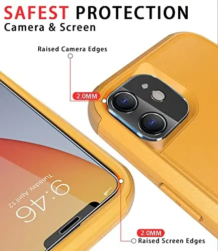 Diverbox for iPhone 11 Case [Shockproof] [Dropproof] [Tempered Glass Screen Protector],Heavy Duty Protection Phone Case Cover for Apple iPhone 11 (Yellow-3in1) - 3