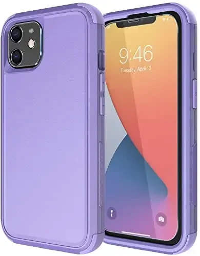 Diverbox for iPhone 11 Case [Shockproof] [Dropproof] [Tempered Glass Screen Protector],Heavy Duty Protection Phone Case Cover for Apple iPhone 11 (Purple-3in1) - 1
