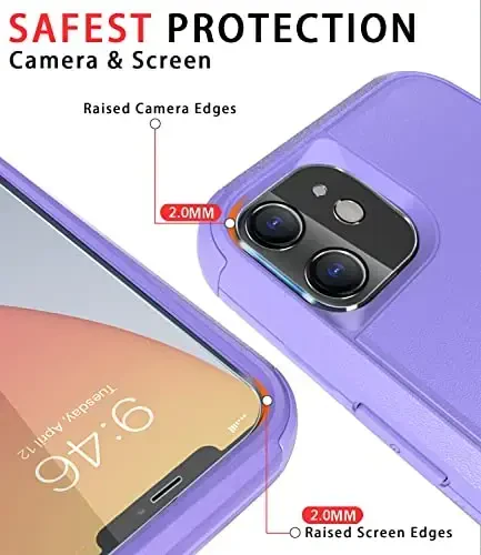 Diverbox for iPhone 11 Case [Shockproof] [Dropproof] [Tempered Glass Screen Protector],Heavy Duty Protection Phone Case Cover for Apple iPhone 11 (Purple-3in1) - 3