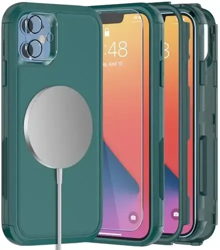 Diverbox for iPhone 11 Phone Case,iPhone 11 Magnetic Case [with Screen Protector & Camera Lens Protector ] Heavy Duty Phone Case for iPhone 11 Case (Magnetic Dark Green) - 1