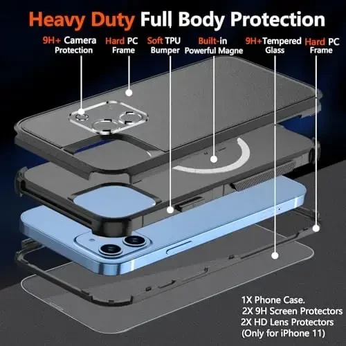 Diverbox for iPhone 11 Phone Case,iPhone 11 Magnetic Case [with Screen Protector & Camera Lens Protector ] Heavy Duty Phone Case for iPhone 11 Case (Magnetic Black) - 5