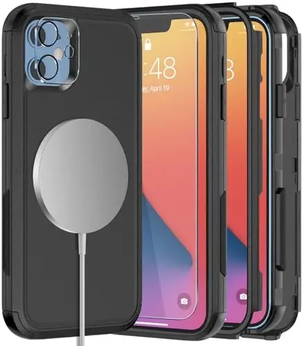 Diverbox for iPhone 11 Phone Case,iPhone 11 Magnetic Case [with Screen Protector & Camera Lens Protector ] Heavy Duty Phone Case for iPhone 11 Case (Magnetic Black) 