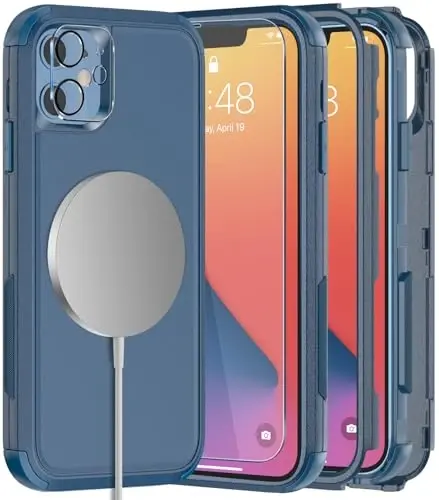 Diverbox for iPhone 11 Phone Case,iPhone 11 Magnetic Case [with Screen Protector & Camera Lens Protector ] Heavy Duty Phone Case for iPhone 11 Case (Magnetic Blue) - 1