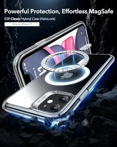 ESR for iPhone 11 Phone Case, Compatible with MagSafe, Shockproof Military-Grade Protection, Magnetic Phone Case for iPhone 11, Classic Hybrid Case (HaloLock), Clear - ESR (1)