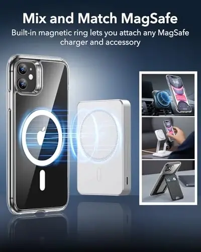 ESR for iPhone 11 Phone Case, Compatible with MagSafe, Shockproof Military-Grade Protection, Magnetic Phone Case for iPhone 11, Classic Hybrid Case (HaloLock), Clear - 5
