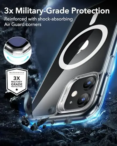 ESR for iPhone 11 Phone Case, Compatible with MagSafe, Shockproof Military-Grade Protection, Magnetic Phone Case for iPhone 11, Classic Hybrid Case (HaloLock), Clear - 3