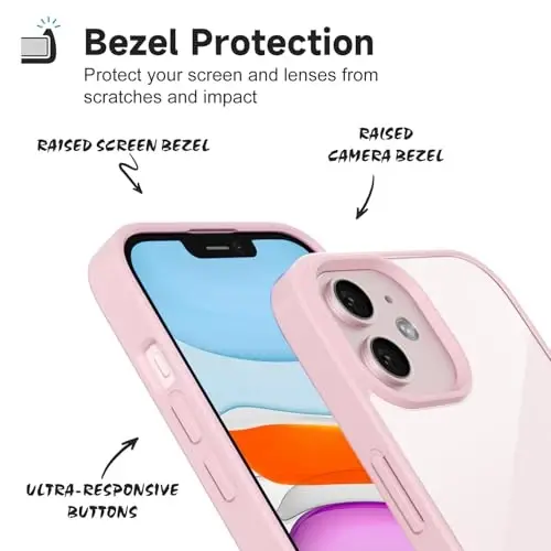 iPhone 11 için LoeoeL Kılıfı Şeffaf, Şeffaf Hibrit 11 Telefon Kılıfı [Sert Plastik ve Yumuşak Silikon Tampon] Akrilik Sararmayan İnce İnce Koruyucu Kadınlar için Kapak, Açık Pembe - 4