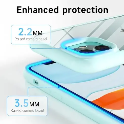 LoeoeL for iPhone 11 Case Clear, Transparent Hybrid 11 Phone Case [Hard Plastic & Soft Silicone Bumper] Acrylic Non Yellowing Thin Slim Protective Cover for Women, Teal - 5