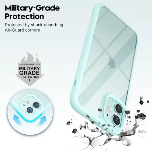 LoeoeL for iPhone 11 Case Clear, Transparent Hybrid 11 Phone Case [Hard Plastic & Soft Silicone Bumper] Acrylic Non Yellowing Thin Slim Protective Cover for Women, Teal - 6