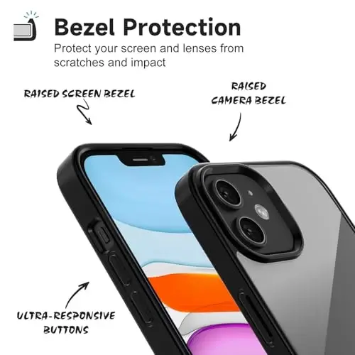 iPhone 11 için LoeoeL Kılıfı Şeffaf, Transparan Hibrit 11 Telefon Kılıfı [Sert Plastik ve Yumuşak Silikon Tampon] Akrilik Sararmayan İnce Koruyucu Kadınlar için Kapak, Siyah - 4