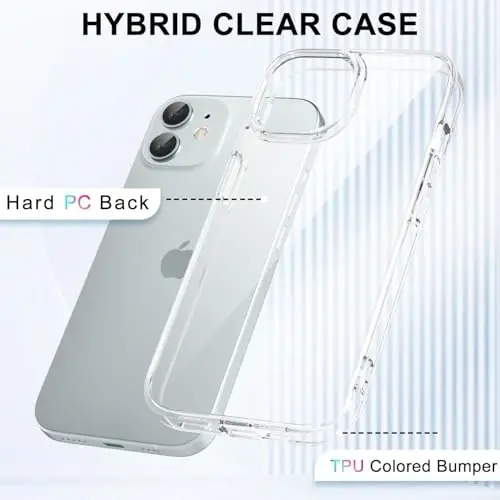 LoeoeL for iPhone 11 Case Clear, Transparent Hybrid 11 Phone Case [Hard Plastic & Soft Silicone Bumper] Acrylic Non Yellowing Thin Slim Protective Cover for Women, Crystal Clear - 3