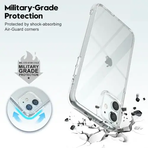 LoeoeL for iPhone 11 Case Clear, Transparent Hybrid 11 Phone Case [Hard Plastic & Soft Silicone Bumper] Acrylic Non Yellowing Thin Slim Protective Cover for Women, Crystal Clear - 6