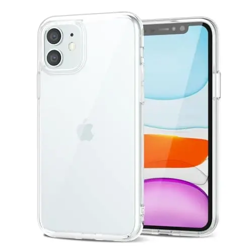 LoeoeL for iPhone 11 Case Clear, Transparent Hybrid 11 Phone Case [Hard Plastic & Soft Silicone Bumper] Acrylic Non Yellowing Thin Slim Protective Cover for Women, Crystal Clear - 1