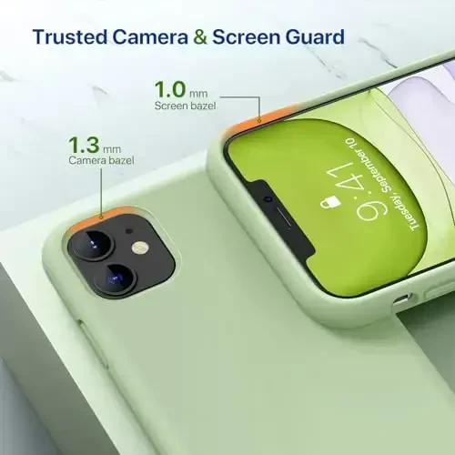 Miracase Designed for iPhone 11 Phone Case, with Screen Protector, Liquid Silicone Gel Rubber Full Body Drop Protection Shockproof Cover Phone Case for iPhone 11 6.1 inch, Matcha Green - 5