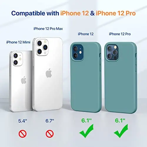 Miracase Compatible with iPhone 12 Case and iPhone 12 Pro Case, Liquid Silicone Gel Rubber Full Body Protection Shockproof Drop Protection Phone Case for iPhone 12/12 Pro 6.1 inch, Midnight Green - 2